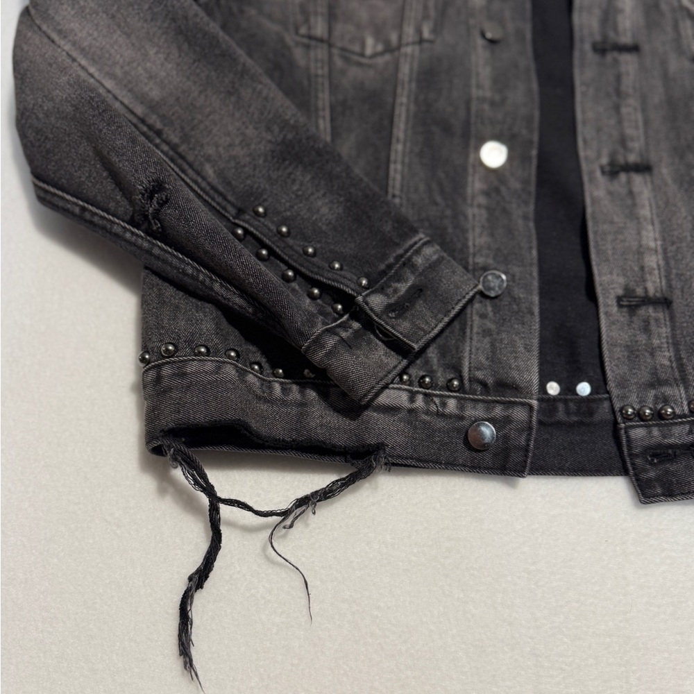MNML Black Distressed Jean Jacket - Picture 3 of 4